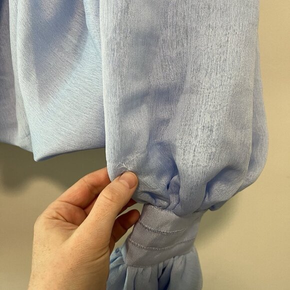 Aje. NWT Divine‎ Off-the-shoulder Organza Top In Light Blue Size 8 - Picture 4 of 10